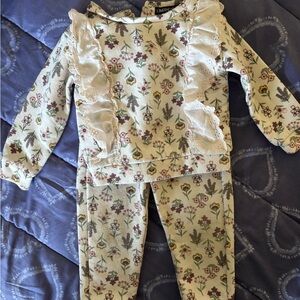 Floral Kids Pajamas with Ruffle Detail